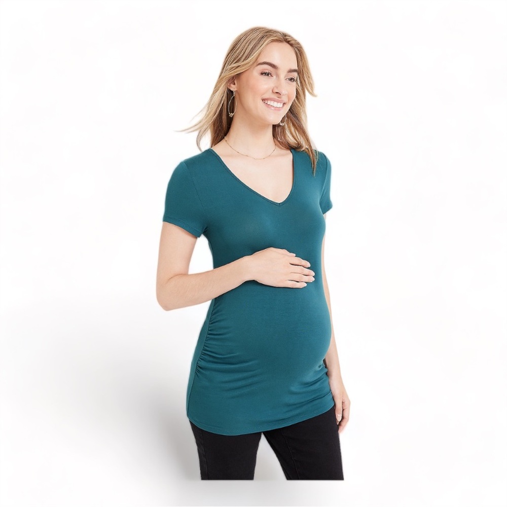 Time & Tru Maternity Short Sleeve Teal Top - S
